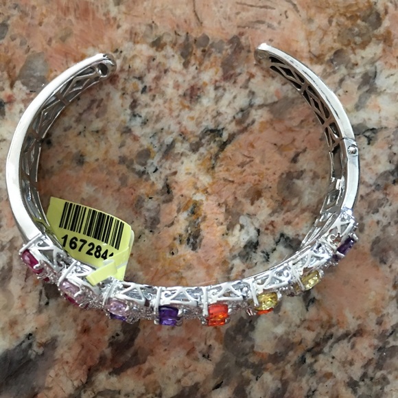 Karis Multicolored Rhinestone Bracelet Cuff - Picture 2 of 4